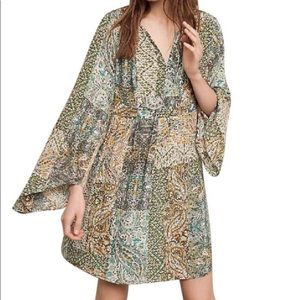 Floreat Anthropologie Amelie Green Silk Dress